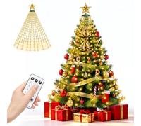 HELESIN Christmas Tree Lights Ring Warm, 410 LED 6.56FT x 16 Lines Christmas Light with 8 Modes Timer Remote, Waterfall Tree Lights Plug in String Light for Indoor Outdoor Yard, Party, Xmas Decor