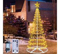HELESIN Lighted Christmas Cone Tree with Star Topper, 6FT 250 LED (Warm) Christmas Tree Light Show with 12 Modes Remote Control, Artificial Xmas Tree Lights for Indoor Outdoor Yard Patio Decorations