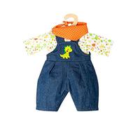 Heless 1115 Dinosaur Design Clothing Set 3 Pieces with Dungarees, T-Shirt and Neckerchief Size 28 - 35 cm