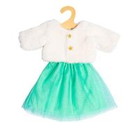 Heless 1370 - Clothes for dolls in Yuki design, 2 pieces set in white and turquoise, with jacket and skirt of tulle with glitter for dolls and stuffed animals of size 28-35 cm