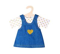 Heless 2052 Clothes Set for Dolls in Gold Piece Design with Denim Strap Dress and T-Shirt, Size 35 - 45 cm
