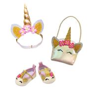 Heless 2311 - Puppenzubehör im Design Glitzer-Einhorn, 3-teiliges Accessoire Set