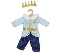 Heless 2685 Prince Luka Doll Outfit in Blue and Gold with Crown and Plush Collar for Dolls Size 35-45 cm