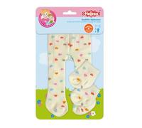 Heless 577 Doll Tights with Socks "Heart Confetti", in Beige and Colourful Hearts, for Dolls and Cuddly Toys of Size 35-45 cm
