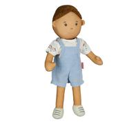 Heless 59 - Rag doll boy Noah with blue dungarees and shirt to put on and take off, approx. 32 cm large soft doll for cuddling, playing and loving