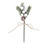 HELEVIA 10P Fake Christmas Holly Sprigs Artificial Pine Picks, Holly Christmas Red Berry Stems, Artificial Pine Picks, for Crafts Xmas Tree Ornaments (White)