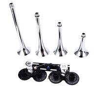 HELEVIA 12-24V Air Horn Kit 4 Trumpet Train Horn 130dB Vehicle Modified Air Horns for Truck Car Boat Van