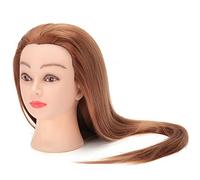 HELEVIA 24inch Ginger Hair Training Head with Table Clamp Stand, Synthetic Fiber Mannequin Head for Hairdressing Practice, Cosmetology Doll Head