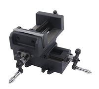 HELEVIA 4in Cross Slide Drill Press Vise Cast Steel Bench Vise for Industrial Drilling Milling Machine