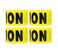 HELEVIA 4PCS Caution Tape Rolls, Yellow Background Black Word Barricade Safety Warning Tape with Bold Font for Construction Site Hazardous Area Parking Lot