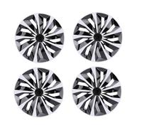 HELEVIA 4PCS Hubcap Wheel Cover 14 Inch Wheel Rim Cover Snap On R14 Hubcaps Set Universal for Cars Trucks SUV (Silver Black)