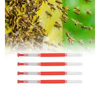 HELEVIA 4pcs Plastic Beekeeping Grafting Tools, Spring Loaded Plunger Bendable Reed for Queen Bee Larvae Transfer, with Thin Reed for Honey Production Queen Rearing