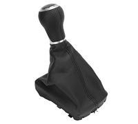 HELEVIA 6 Speed Gear Shift Knob, Ergonomic Replacement for A6 C6 2004 2011 LHD Vehicles, with White Lettering and Stylish Design (Silver Ring)