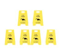 HELEVIA 6PCS Cat Vomit Caution Sign, Cat Vomit Signs Decoration, Multifunctional Obvious Funny Cats Vomits Warning Sign, for Homes, Gardens, Parks (Yellow)