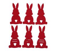 HELEVIA 6PCS Easter Bunny Money Holders, Funny Felt Cash Holder Card, for Easter Banknote Holding Party Decoration Red