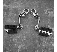 HELEVIA Adjustable Long Handle Foot Sheep Brackets, Suitable for Flhtcuse 2006, for Touring Models with 1.25 Inch Engine Guards, Pair Silver Black Motorcycle Foot Backs