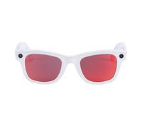 HELEVIA AI Smart Glasses with 8MP Camera, Bluetooth Translation, Music, Call, Voice Wake Up, Anti Shake Video Recording for Travel and Communication (Red Coated Lenses White Shell)