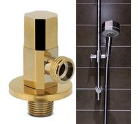 HELEVIA Angle Stop Valve 1/2 Inch Extended Thread Brass Gold | Brass Construction, Bathroom Use, Faucet Compatibility, Water Control Valve, 1/2 Inch Thread, Cover Included