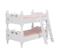 HELEVIA Bunk Bed Model for 1:12 Scale Dollhouse Miniature Double Layer Bed with Ladder Bedroom Furniture Cartoon Ornament (Dot)