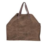 HELEVIA Canvas Firewood Bag, Heavy Duty Log Carrier with Shoulder Strap for Camping BBQ Fireplace Wood Stove Storage, 46x57x24cm