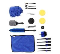HELEVIA Car Detailing Brush Kit, 18pcs Tire Wash Mitt and Cleaning Tool with Polishing Drill Brush, Long Handle Wheel Brush, Dashboard Brush for Car Detailing (B kit)