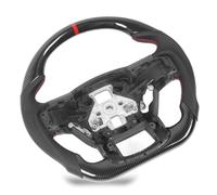 HELEVIA Carbon Fiber Look Steering Wheel with Paddle Holes, Nappa Leather Grip, Flat Bottom Design, ABS Craft, Red Stitching, Fit for Raptor 2017-2020 Models