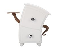 HELEVIA Desktop Storage Box, Small Plastic Jewelry Organizer with Pull Out Drawer, Creative Bent Over Desktop Storage Cabinet, for Earrings Necklaces Keys Watches (White)