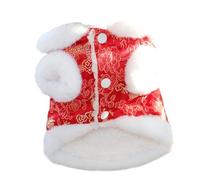 HELEVIA Dog Winter Coat, Comfortable Warm Premium Fabric Chinese Style Pet Clothing with Knot Button Design, for Small Dogs Cats Teddy Bichon Pomeranian (S)