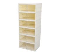 HELEVIA Foldable Shoe Box, Double Row Thickened Stackable Shoe Container with Transparent Magnetic Lid, for Clothes Toys Storage (6 Layers)