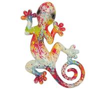 HELEVIA Gecko Wall Art Decor Good Luck Wisdom Hand Painted Colorfast 3D Lizard Art Wall Sculpture for Refrigerator Fences Porches (LM9001A-3)