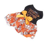 HELEVIA Halloween Dog Dress, Soft Mesh Bow Decor Letter Stamping Foil