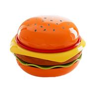HELEVIA Hamburger Small Plate Set, Stackable ABS Plastic Sauce Dish, for BBQ Party Snack Dessert, with Compact Storage Design (Black)