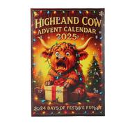 HELEVIA Highland Cow Xmas Advent Calendar, 2025 Fun 24 Days Xmas Countdown Calendar, Highland Cow Christmas Hanging Ornaments, for Tree Home Decoration