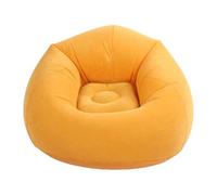 HELEVIA Inflatable Chair Single Sofa, PVC Flocking Blow Up Lounge Couch, for Living Room Bedroom Office Outdoor Travel (Bright Yellow)