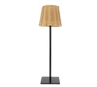 HELEVIA LED Table Lamp, PC Rattan Woven, 120LM 3 Color Touch Control Rechargeable Bedside Night Light, for Living Room Bedroom Bar (Black)