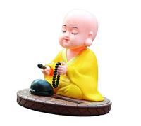 HELEVIA Little Monk Solar Ornament, Auto Nodding Knocking Buddha Statue