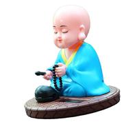 HELEVIA Little Monk Solar Ornament, Auto Nodding Knocking Buddha Statue