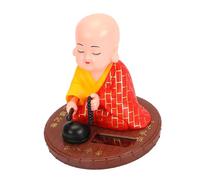 HELEVIA Little Monk Solar Ornament, Auto Nodding Knocking Buddha Statue