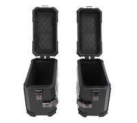 HELEVIA Motorcycle Side Case Universal Fit Aluminum Alloy 35L Left Right Hard Saddlebag Box with Support Rack Lock Handle for Helmet Luggage