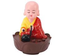 HELEVIA Nodding Buddha Statue, USB Charging Moving Head Monk Figurine (Red)