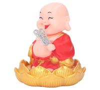 HELEVIA Nodding Smiling Buddha Maitreya, Solar Powered Car Dashboard (Red)