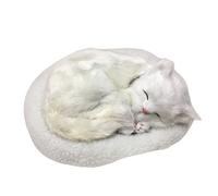 HELEVIA Realistic Sleeping Cat Toy, Breathing Cat Stuffed Animal Doll with Mat Plush Toys, for Children Home Ornament (C)