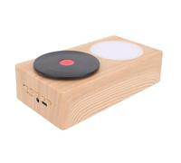 HELEVIA Record Player, Bluetooth Speaker with Night Light, Wooden Bluetooth 5.0 3 Modes Portable Wireless Turntable Speaker, with 360° Stereo Sound, for Bedroom