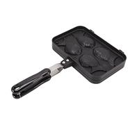 HELEVIA Taiyaki Cake Maker, Fish Shape Waffle Maker, 4 Trays Double Sided Non Stick Cast Aluminum Taiyaki Mold with Anti Scalding Handle, for Sweet Red Bean Peanut Chocolate Paste