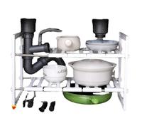 HELEVIA Under Sink Organizer Shelf, Retractable Double Layer Stainless Steel Storage Rack for Kitchen Bathroom Cabinet
