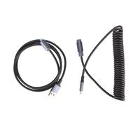 HELEVIA USB to Type C Keyboard Cable Maximum 9.8ft 4Pin Aviation Connector Self Locking Coiled Keyboard Cable for Extension Gaming