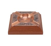 HELEVIA Vintage cigar ashtray with engraved print, 4 recesses for multiple users (Dark Copper Plating)