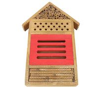HELEVIA Wooden House, Bee Hotel Room Shelter Garden Decoration Nesting Box with Tubular Tunnels, for Encouraging Bees and to Live in Your Garden