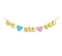 Helewilk Gold Glitter 'We Are One' Twins 1st Birthday Banner