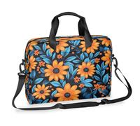 Helhappy 15.7-Inch Laptop Computer PC Shoulder Bag Carrying Case, Abstract Flowers And Leave Cute Daisy Waterproof Business Office Work Messenger Bag for Men Women
